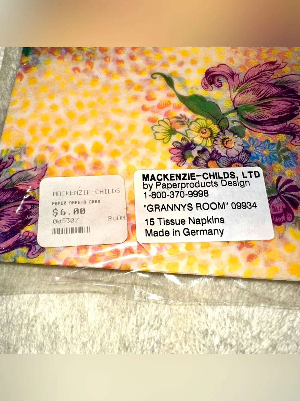 RETIRED Vintage 90s MacKenzie-Childs Grannys Room Paper Napkins Sealed